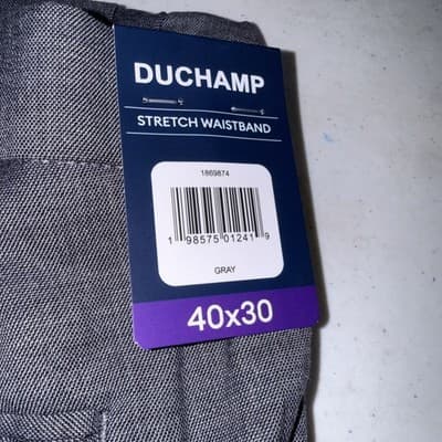 Duchamp Men's Stretch Waistband Slim Fit Gray Dress Pants - Size 40X30 - Thumbnail 3