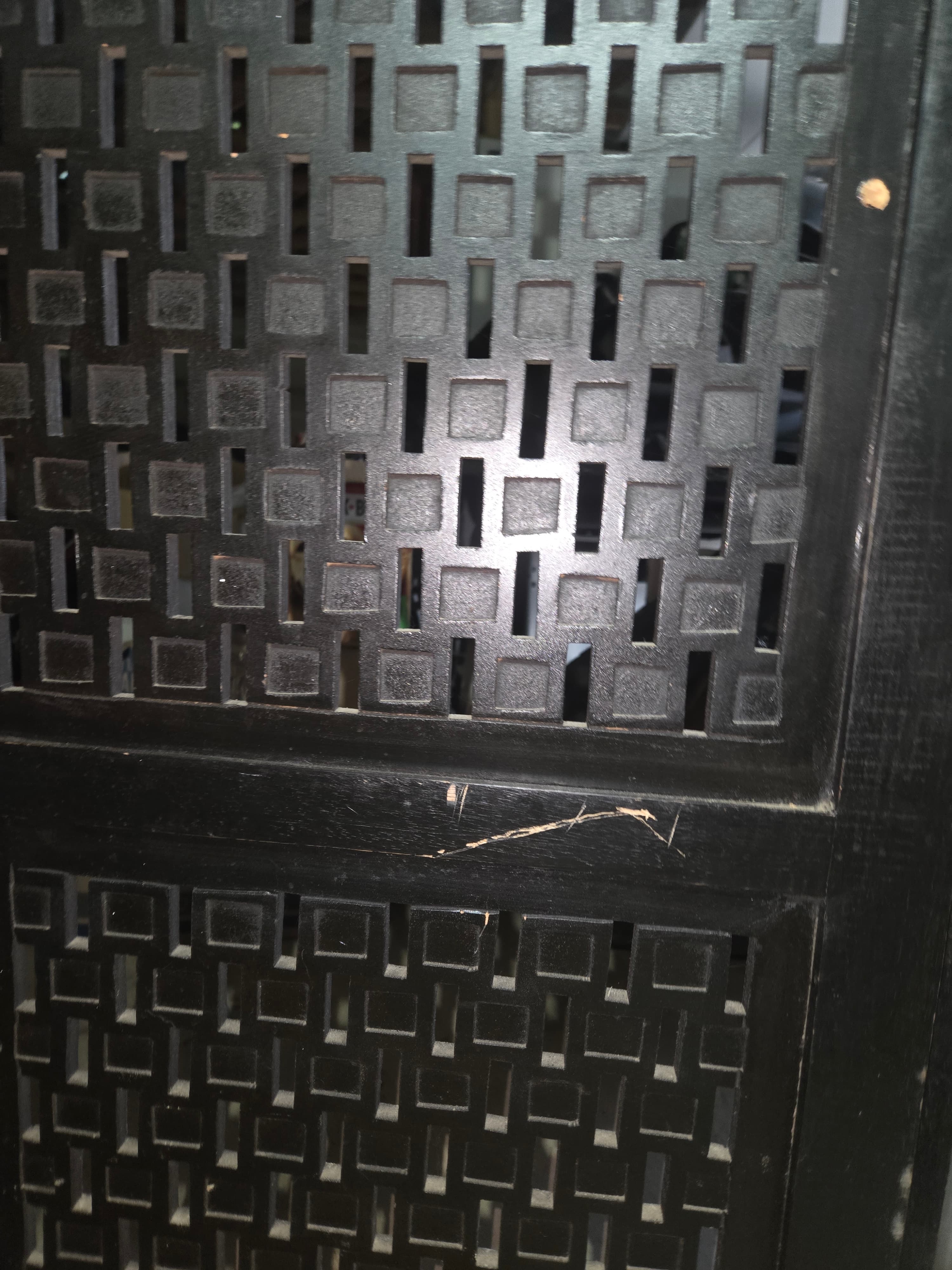 Vintage Black Wooden 3-Panel Folding Room Divider / Screen - Thumbnail 4