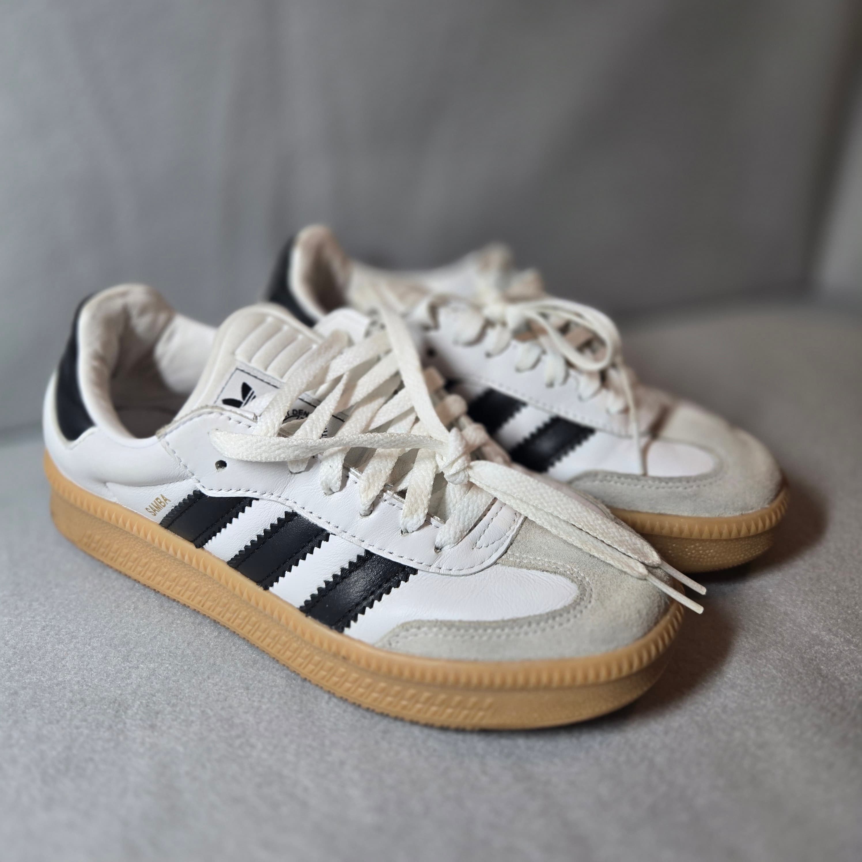 Adidas Samba Classic White Black Gum Sole Sneakers Size 5
