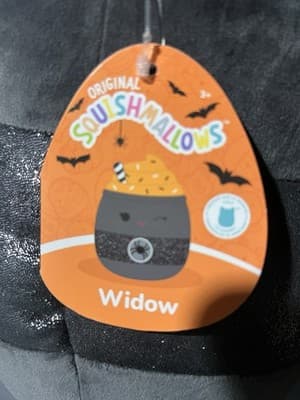 Squishmallows Widow Halloween Stuffed Toy Black Orange Gray Plush - Thumbnail 2