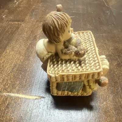 Resin Trinket Box with Baby Toys, Woven Pattern, 3D Lid, Traditional Style - Thumbnail 2