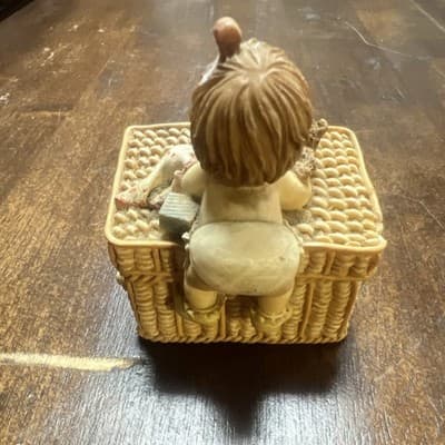 Resin Trinket Box with Baby Toys, Woven Pattern, 3D Lid, Traditional Style - Thumbnail 3