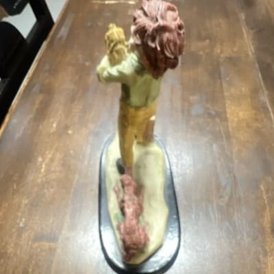 vintage porcelain figurine titled "Boy with Labrador Retriever and Puppies” - Thumbnail 4