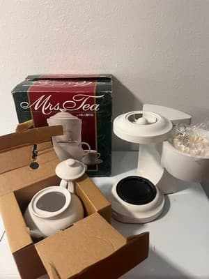 Mr. Coffee Mrs Tea Hot Tea Maker White Ceramic Plastic Teapot Base Lid - Thumbnail 3
