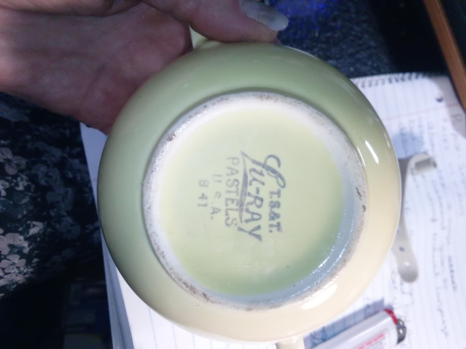 Vintage August 1941 TS&T LuRay Pastels Yellow Covered Sugar Bowl & Lid MCM - Thumbnail 9