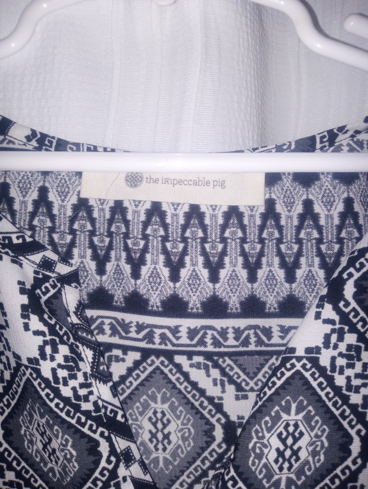 The Impeccable Pig Navy and White Geometric Tank - Thumbnail 2