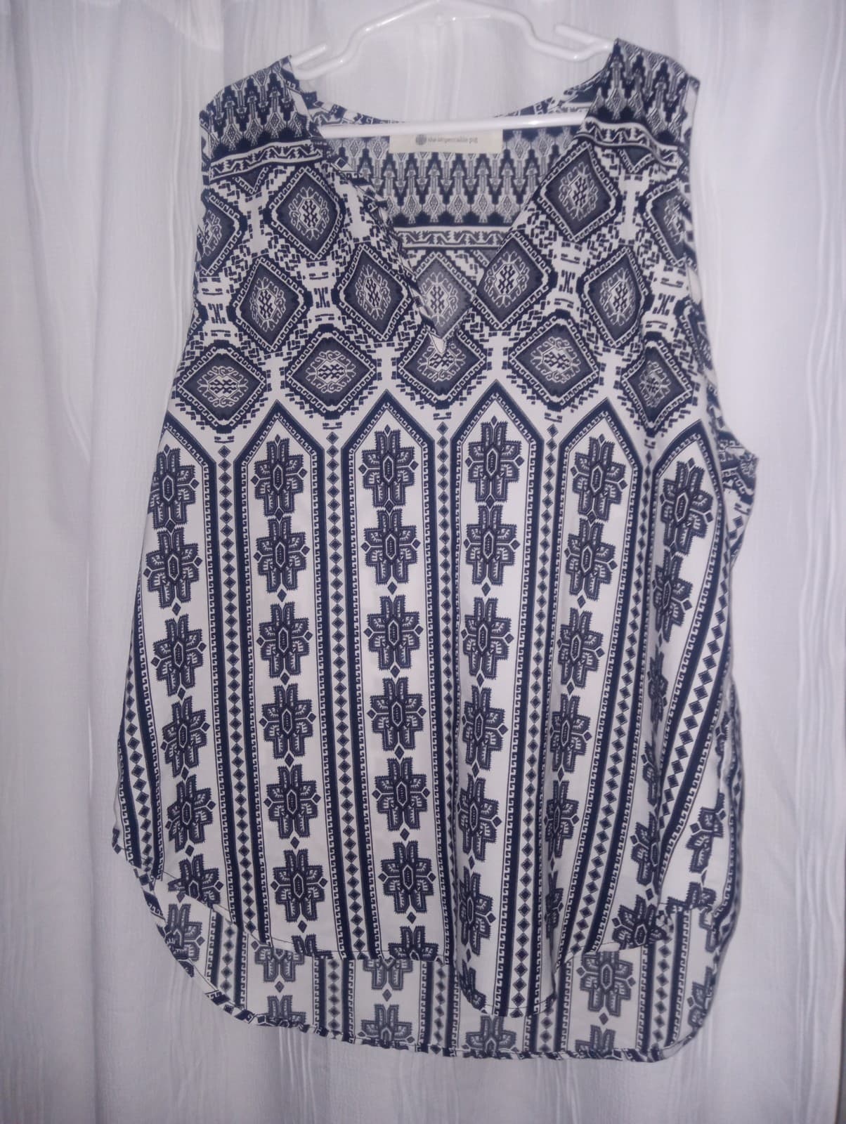 The Impeccable Pig Navy and White Geometric Tank - Thumbnail 3