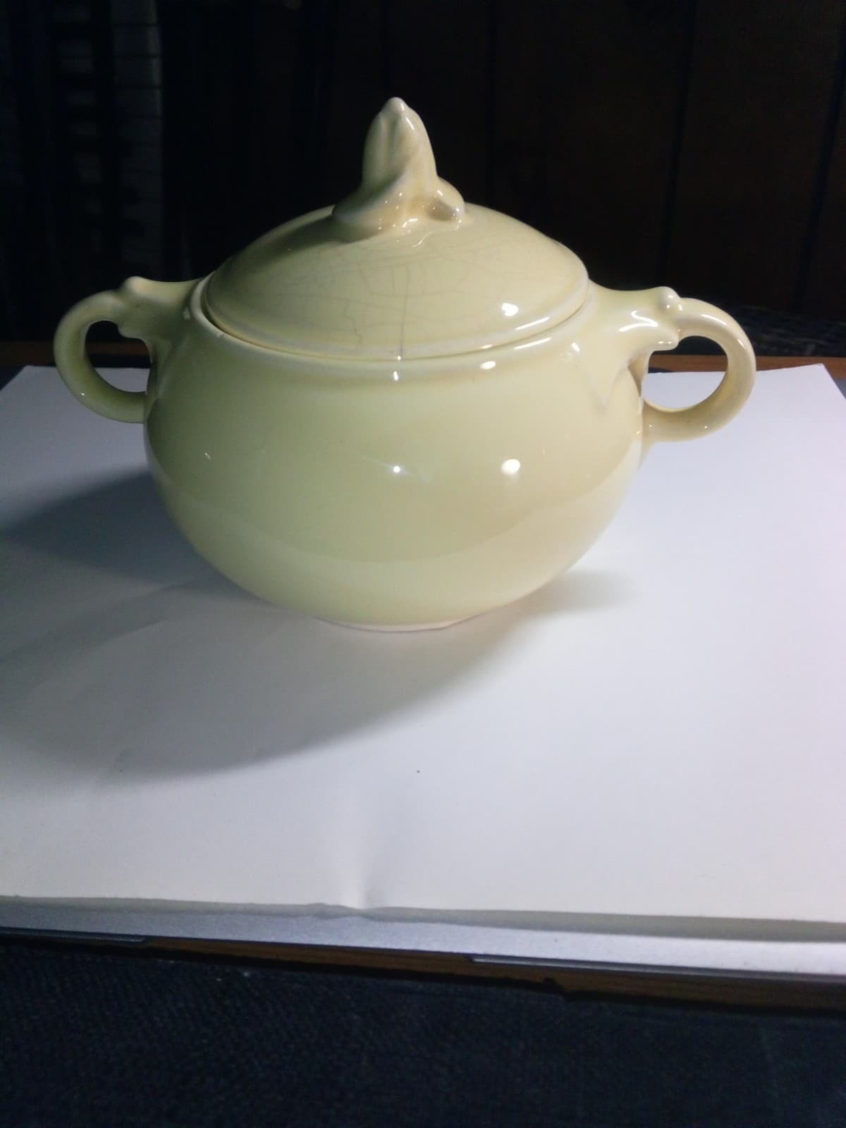 Vintage August 1941 TS&T LuRay Pastels Yellow Covered Sugar Bowl & Lid MCM