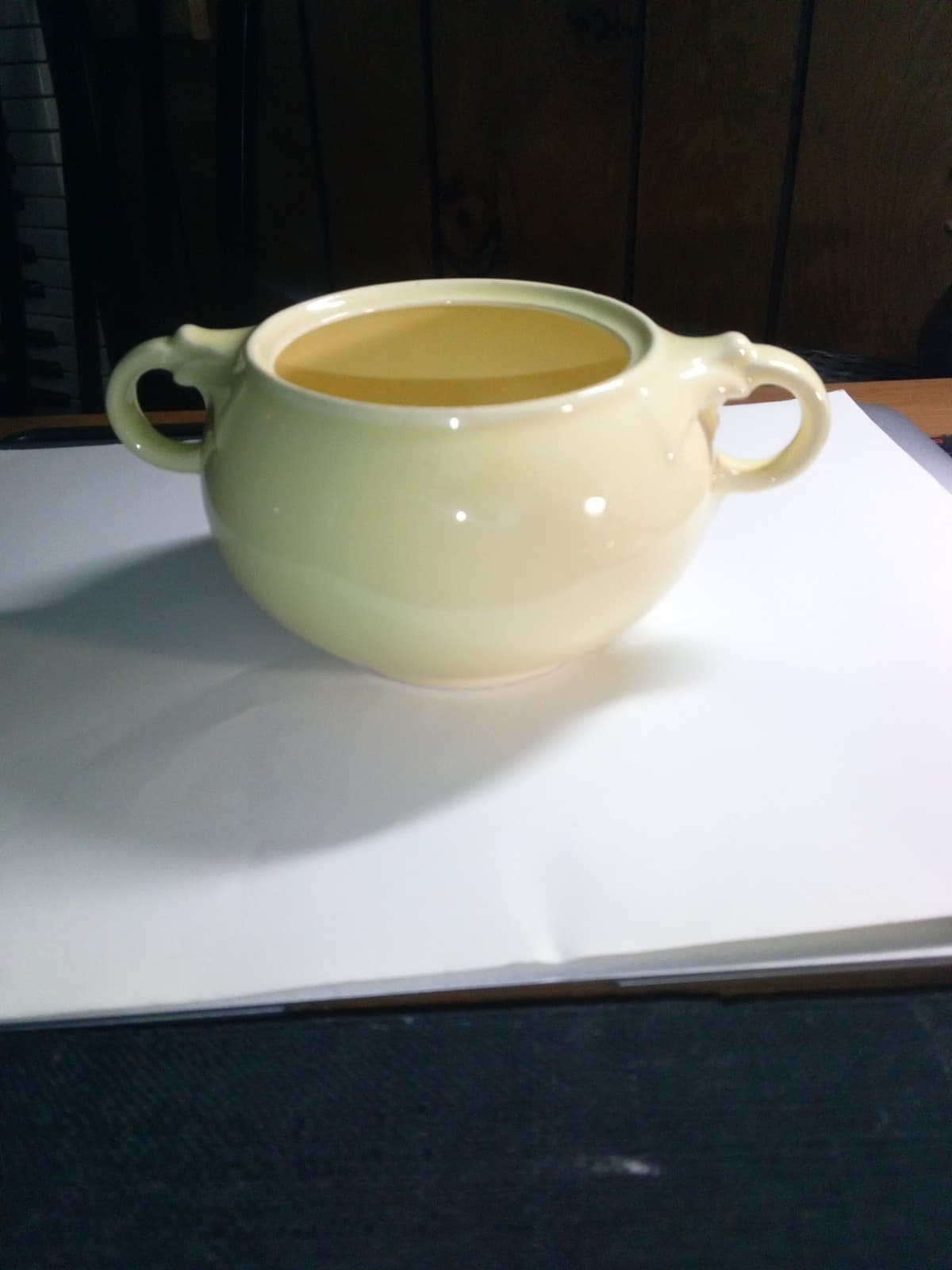 Vintage August 1941 TS&T LuRay Pastels Yellow Covered Sugar Bowl & Lid MCM - Thumbnail 4