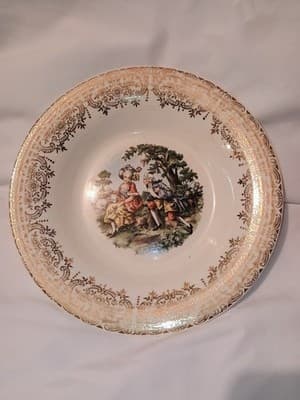 Sebring Pottery Co. Chantilly pattern 22K gold-rimmed soup bowl