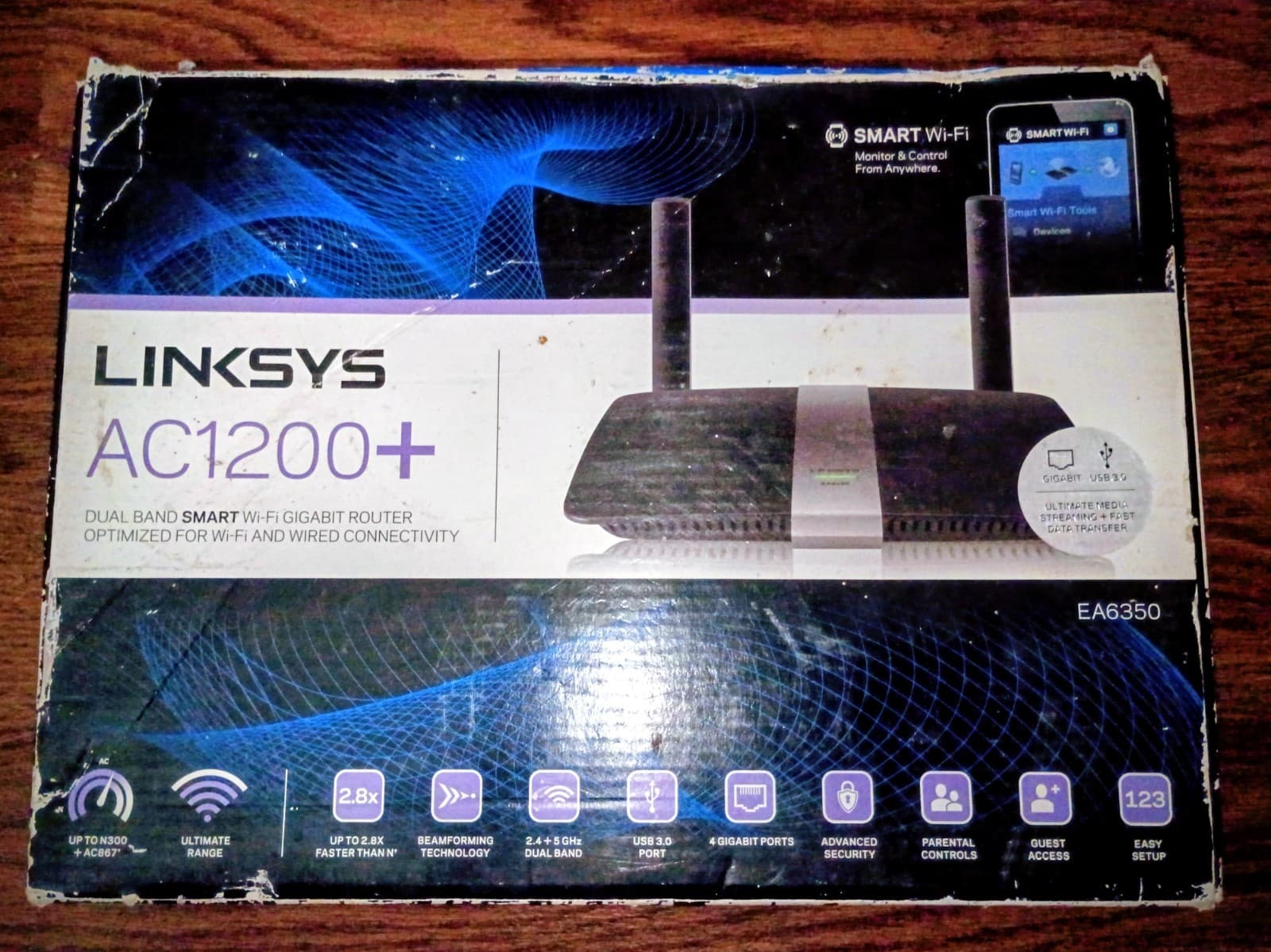 Linksys EA6350 AC1200+ Dual-Band Smart Wi-Fi Wireless Gigabit Router - W/ Box Co