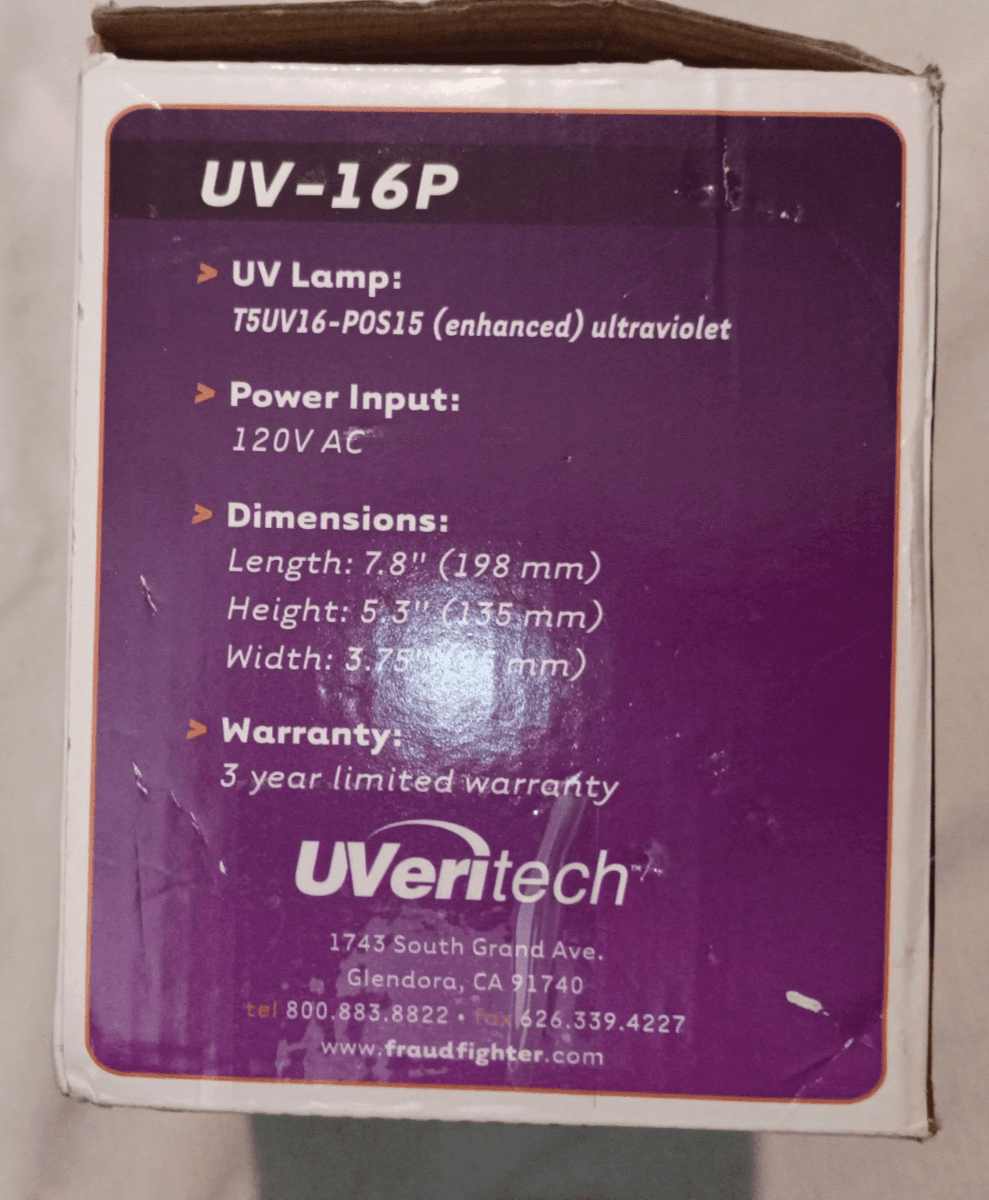 UVeritech UV-16P FRAUD FIGHTER Counterfeit Detection Scanner - Thumbnail 4