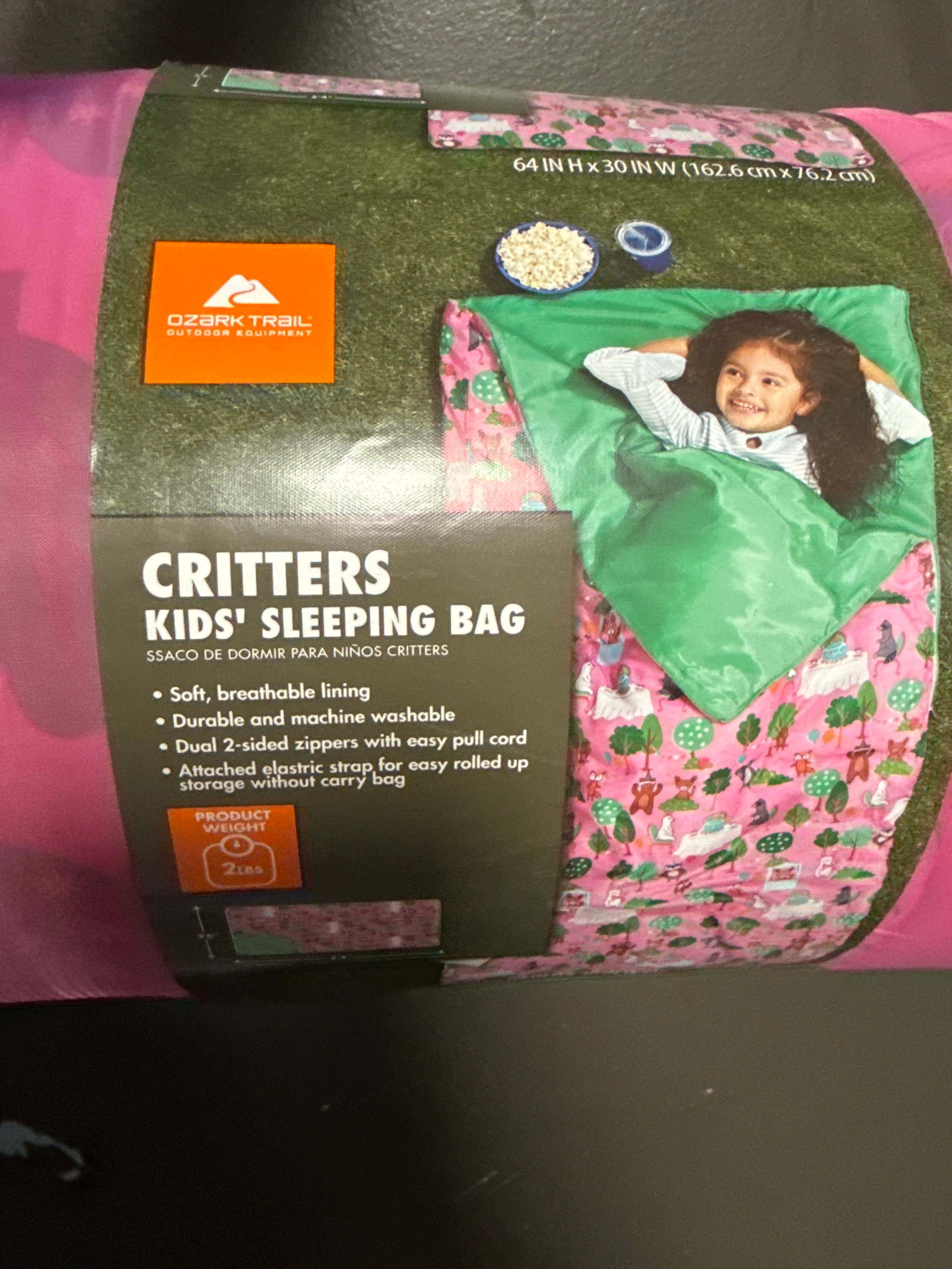 Ozark Trail Youth pink critters kids Sleeping Bag with Carrie bag - Thumbnail 5