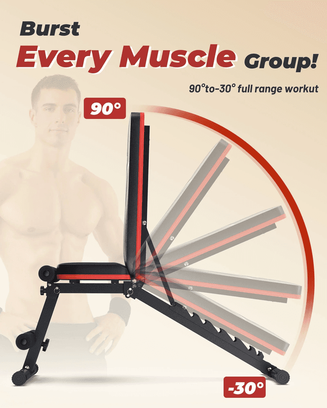Adjustable Folding Weight Bench for Home Gym, Includes Resistance Bands - Thumbnail 4
