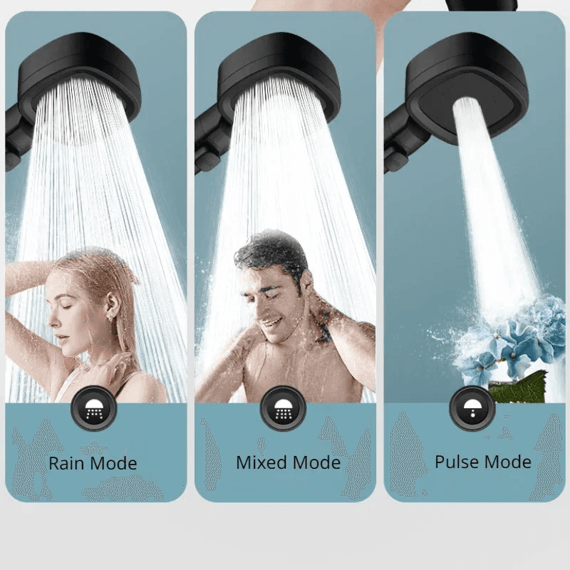 High Pressure Shower Head Water Saving 3 Modes Shower Heads Adjustable One-Key S - Thumbnail 3