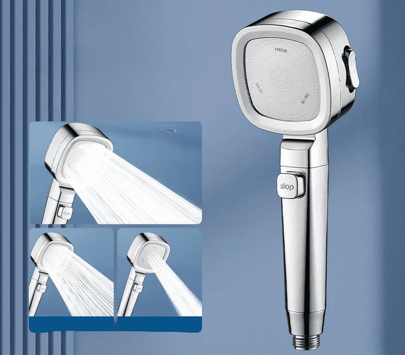 High Pressure Shower Head Water Saving 3 Modes Shower Heads Adjustable One-Key S - Thumbnail 9