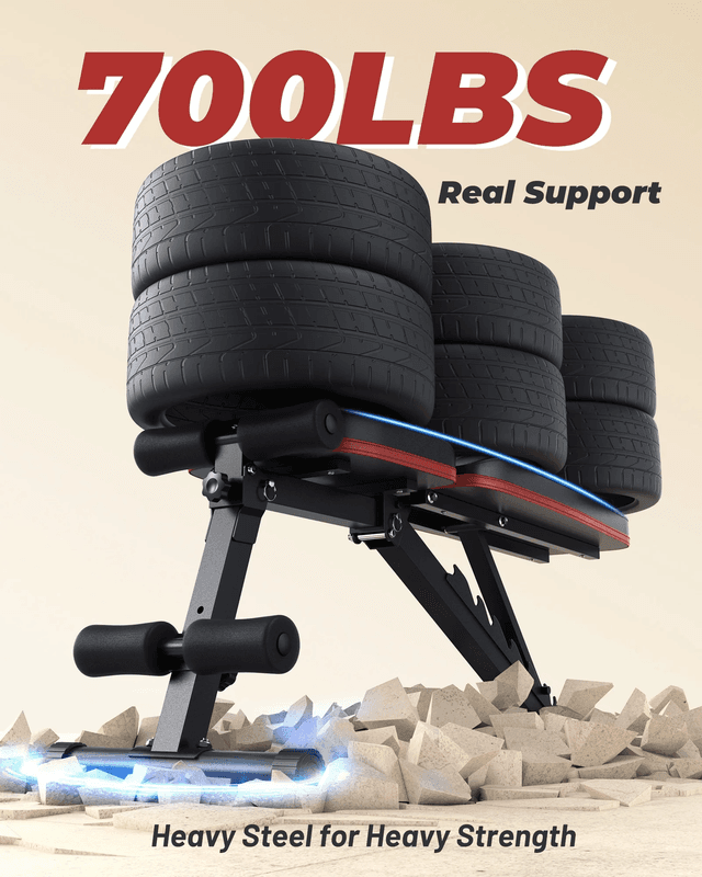 Adjustable Folding Weight Bench for Home Gym, Includes Resistance Bands - Thumbnail 3
