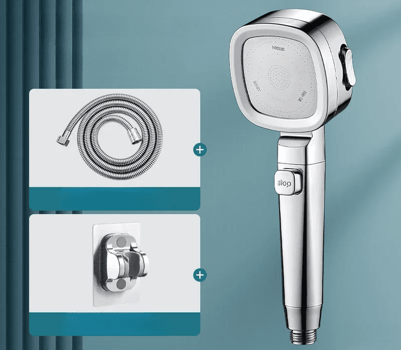 High Pressure Shower Head Water Saving 3 Modes Shower Heads Adjustable One-Key S - Thumbnail 11