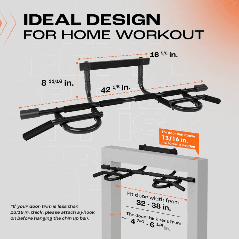 Heavy Duty Pull up Bar for Doorway,Solid Bar Construction,Multi Grips Door Pull - Thumbnail 5