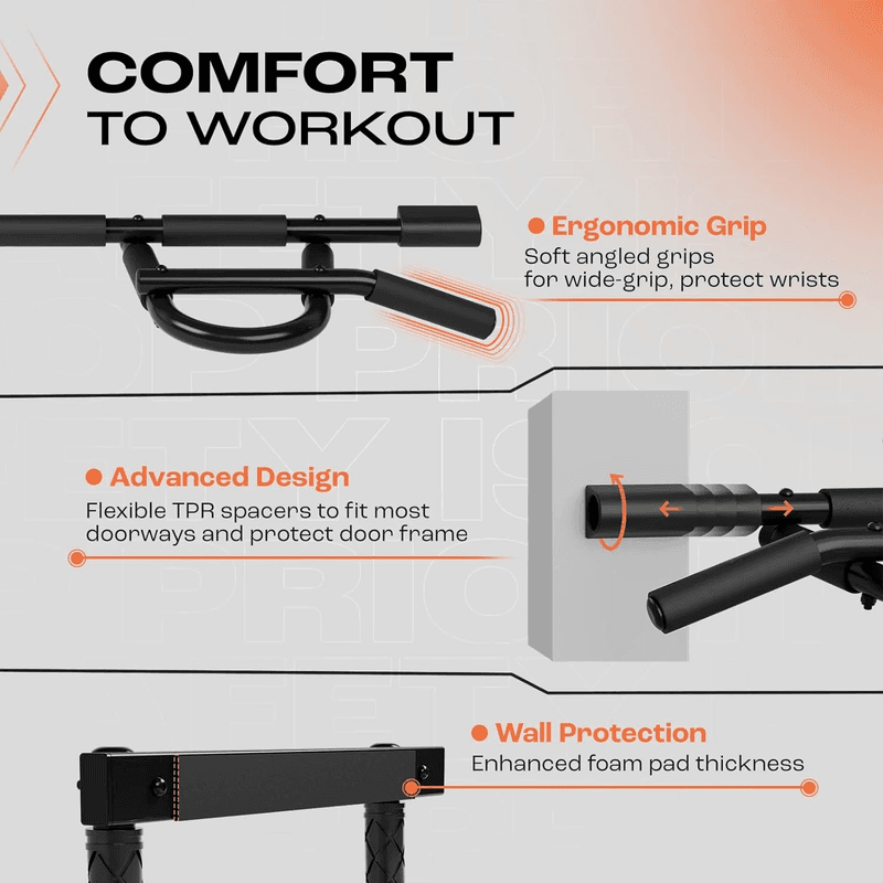 Heavy Duty Pull up Bar for Doorway,Solid Bar Construction,Multi Grips Door Pull - Thumbnail 3