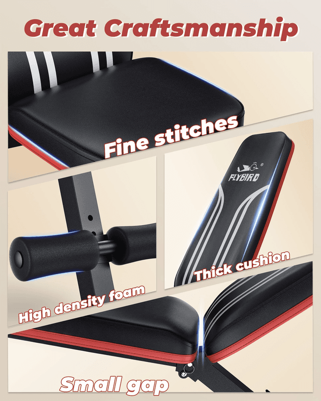 Adjustable Folding Weight Bench for Home Gym, Includes Resistance Bands - Thumbnail 6