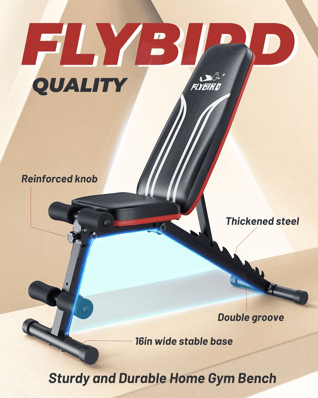 Adjustable Folding Weight Bench for Home Gym, Includes Resistance Bands - Thumbnail 2