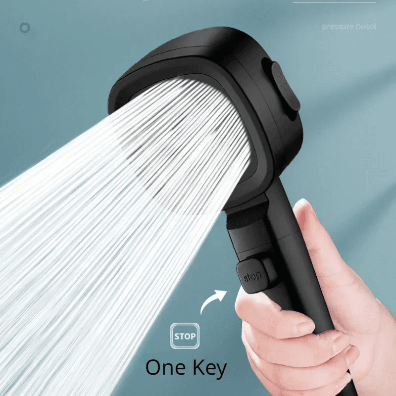 High Pressure Shower Head Water Saving 3 Modes Shower Heads Adjustable One-Key S - Thumbnail 4
