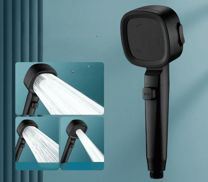 High Pressure Shower Head Water Saving 3 Modes Shower Heads Adjustable One-Key S - Thumbnail 8