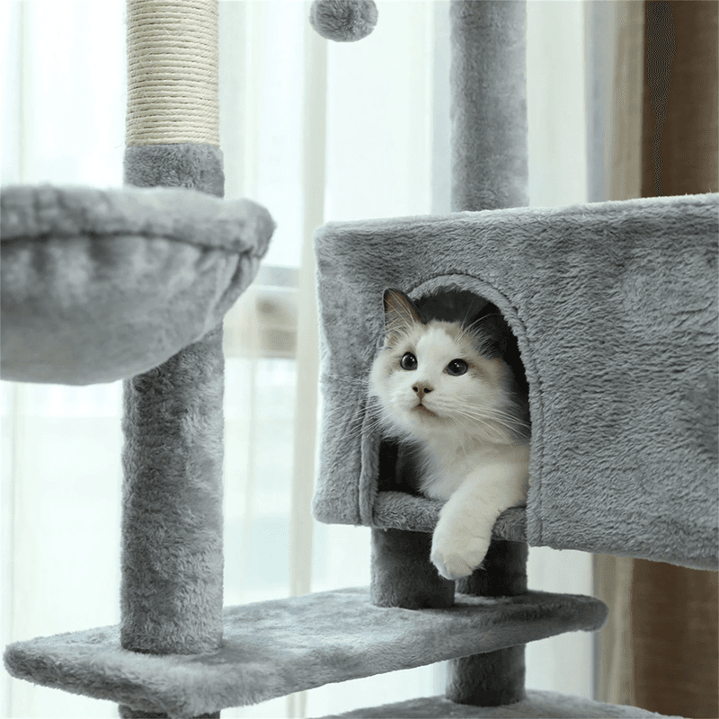 56" Cat Tree for Indoor Cats Cat Condos for Adult Cats with Padded Plush Perch a - Thumbnail 8