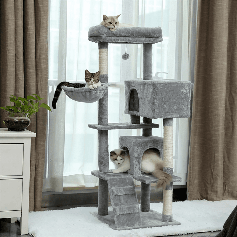 56" Cat Tree for Indoor Cats Cat Condos for Adult Cats with Padded Plush Perch a - Thumbnail 10