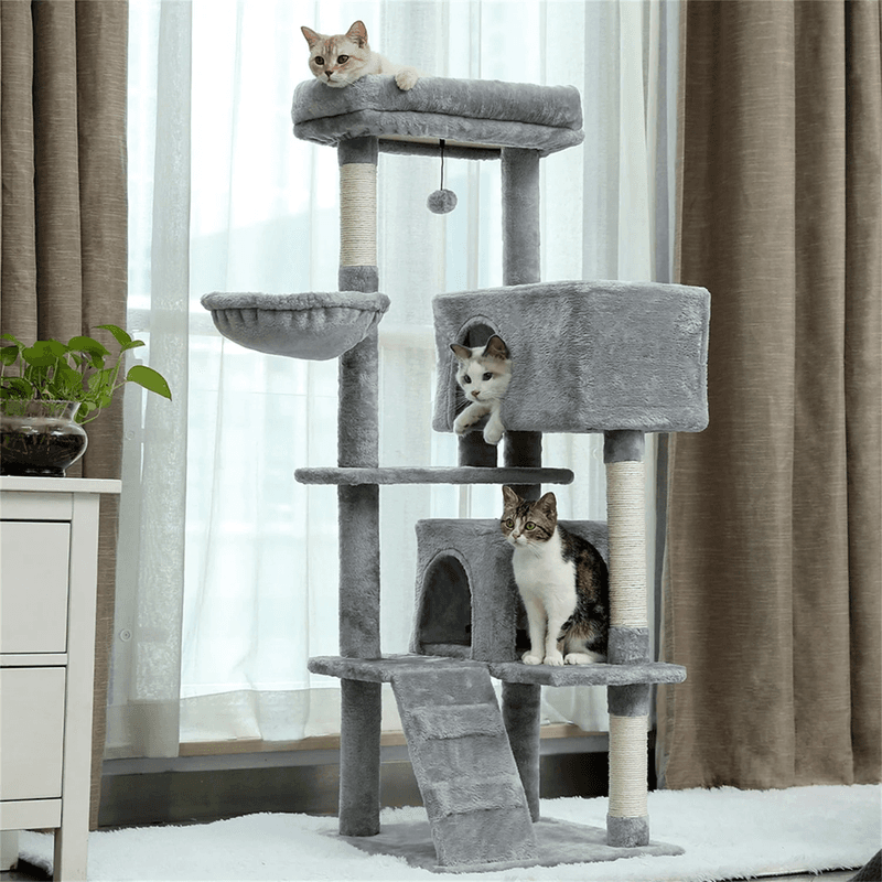 56" Cat Tree for Indoor Cats Cat Condos for Adult Cats with Padded Plush Perch a - Thumbnail 2