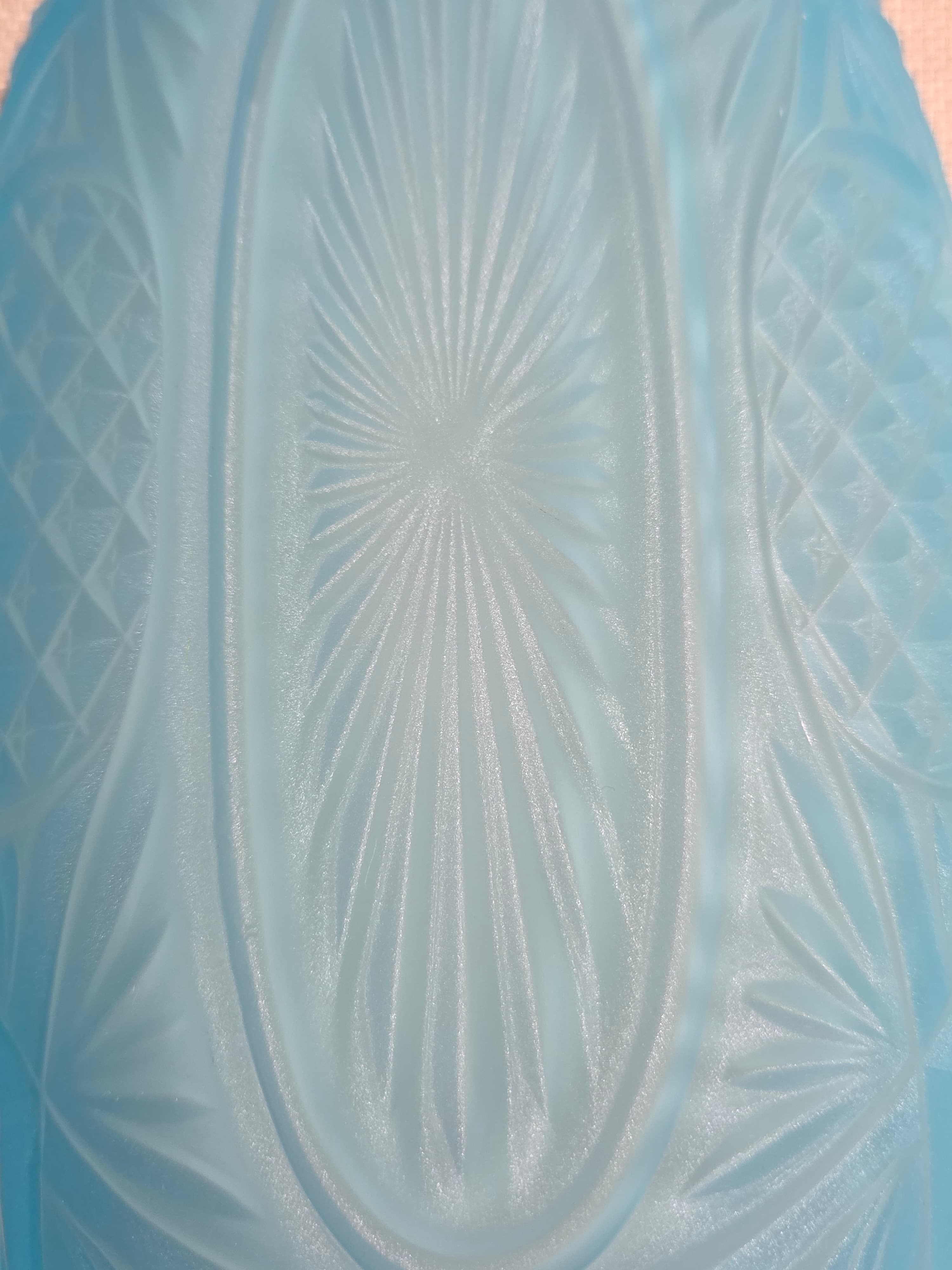 Vintage Westmoreland Blue Satin Doric Lace Oval Relish Dish As Is - Thumbnail 3
