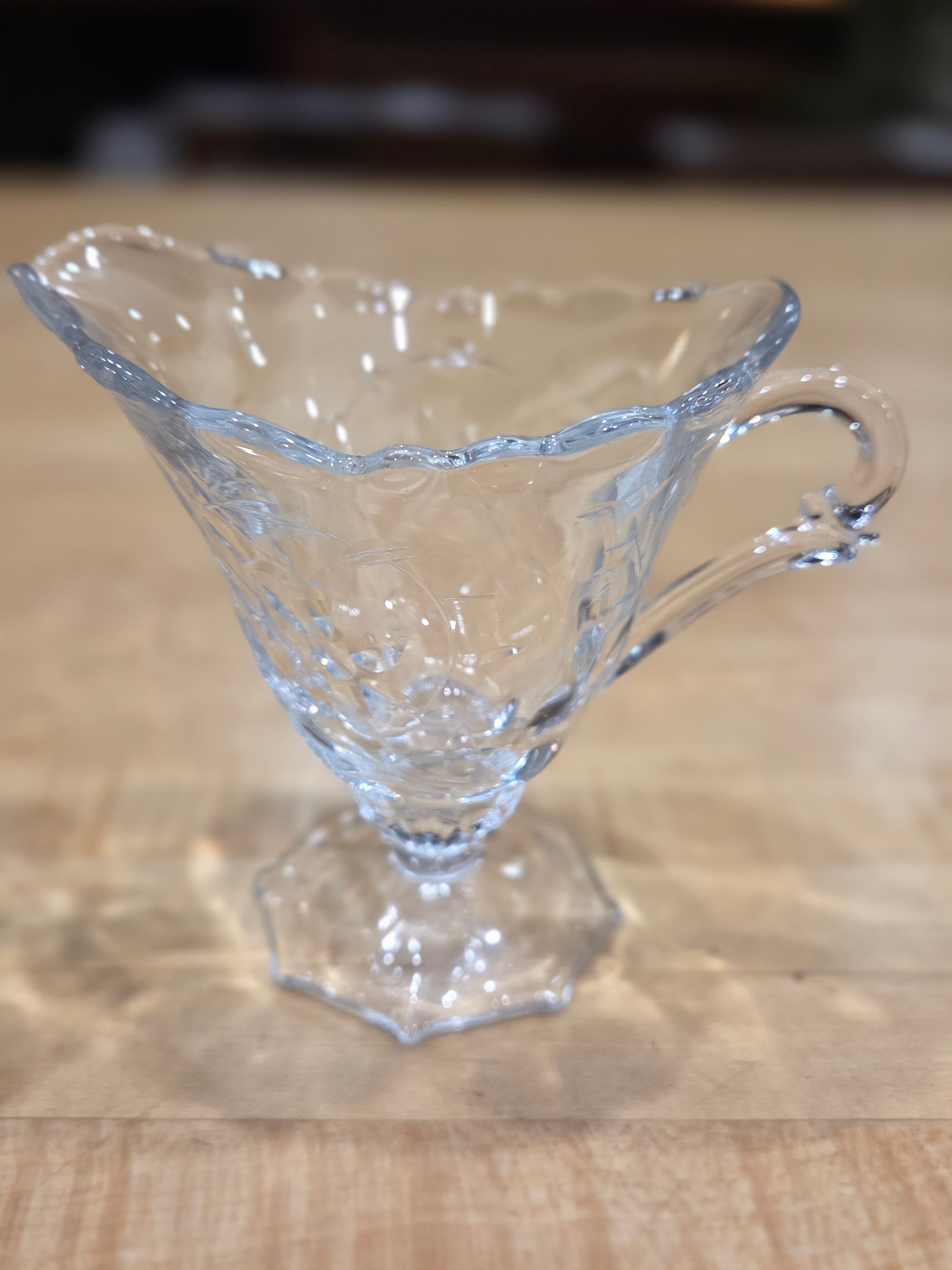 Vintage Fostoria Century Clear Creamer Sugar Set 365nm Manganese Glow - Thumbnail 3