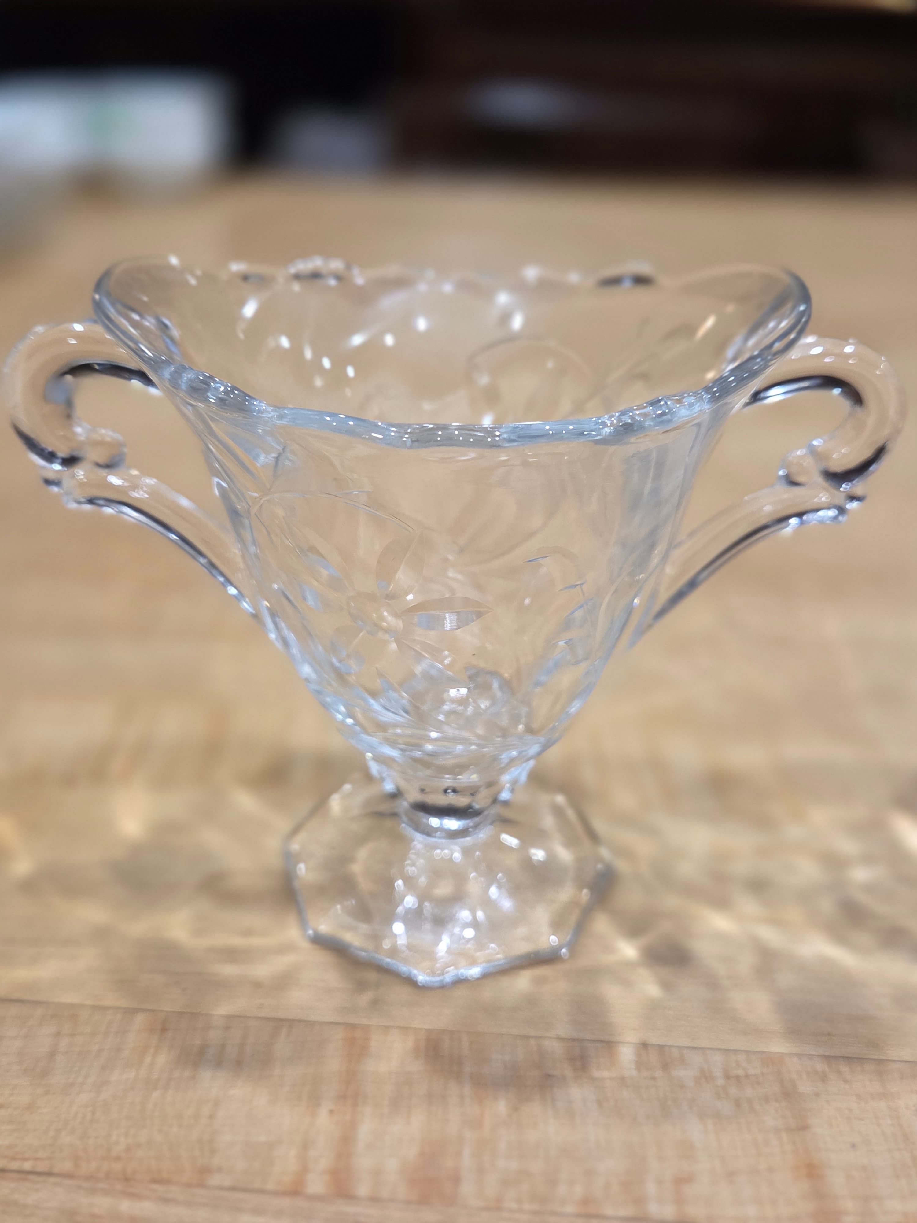 Vintage Fostoria Century Clear Creamer Sugar Set 365nm Manganese Glow - Thumbnail 4