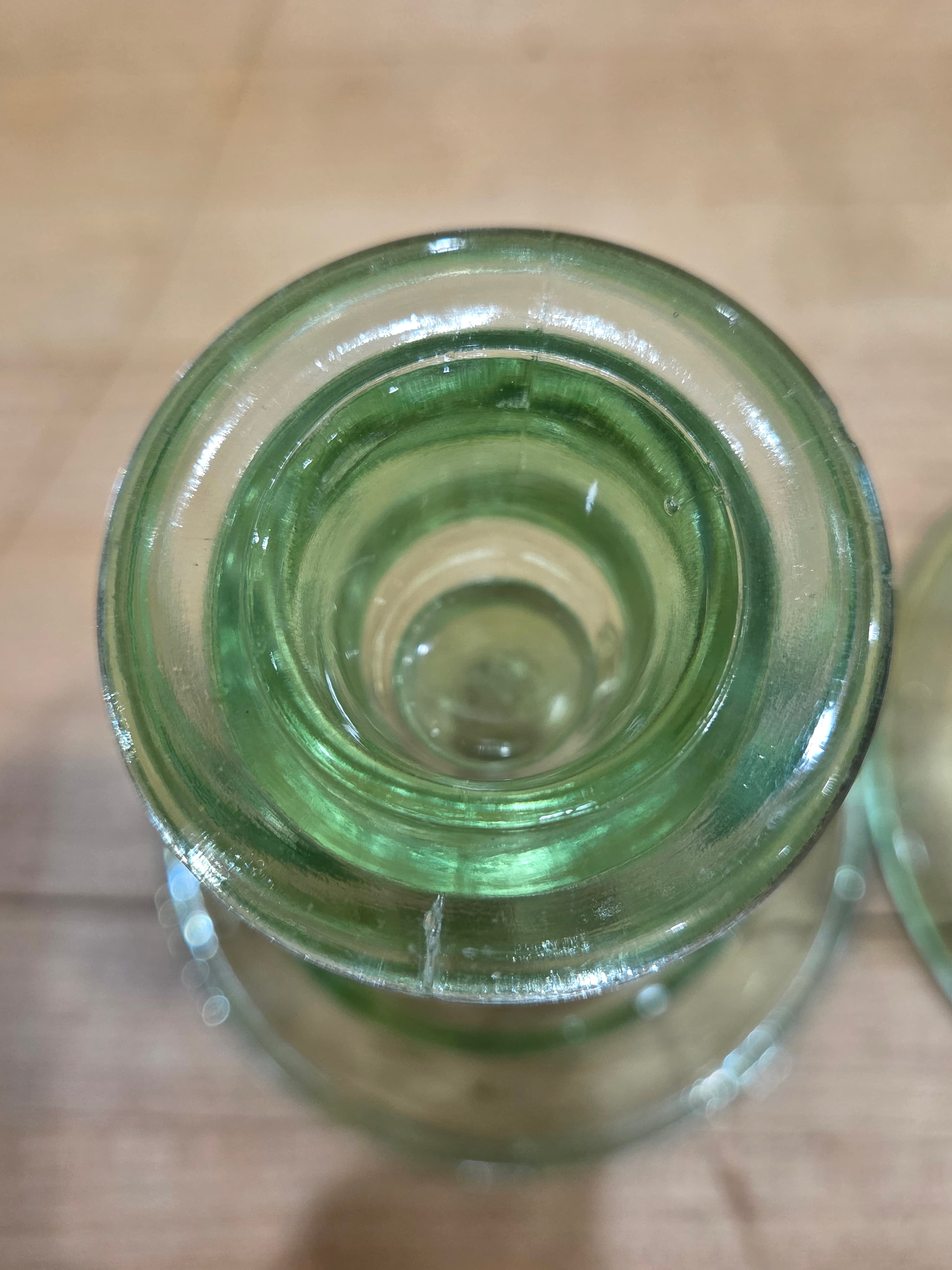Vintage Paden City Green Uranium Glass Party Line Candlestick Holders Pair - Thumbnail 6
