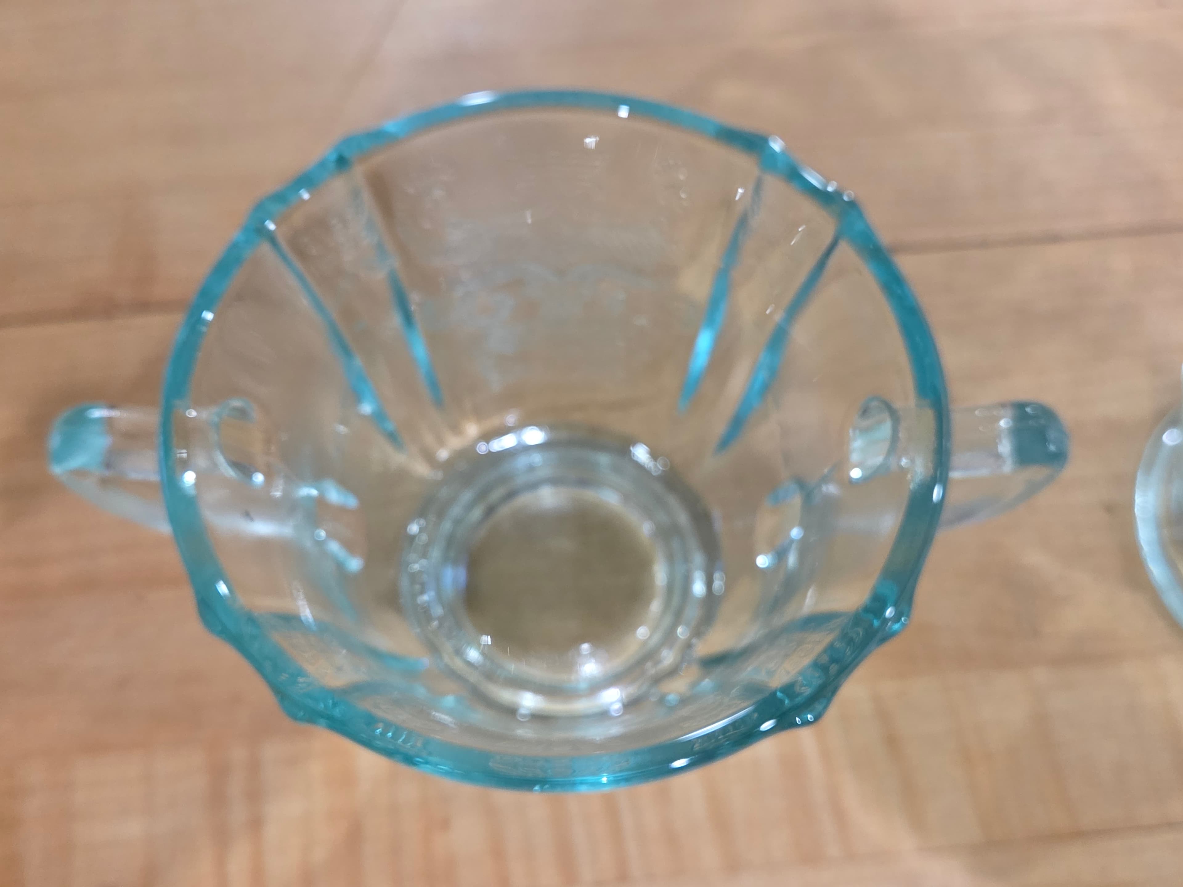 Vintage Indiana Glass Recollection Teal Madrid Creamer and Sugar Set - Thumbnail 3