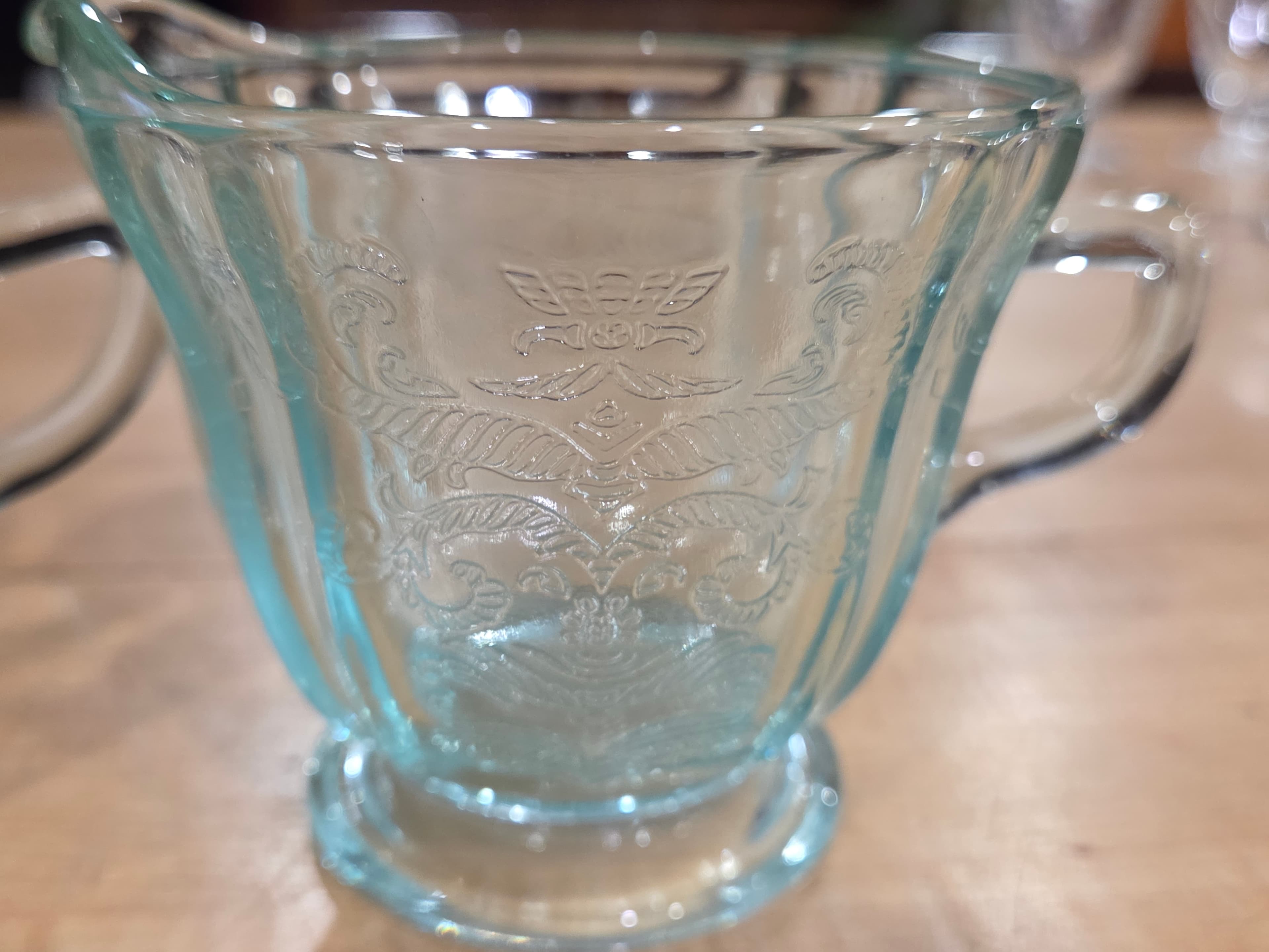 Vintage Indiana Glass Recollection Teal Madrid Creamer and Sugar Set - Thumbnail 4