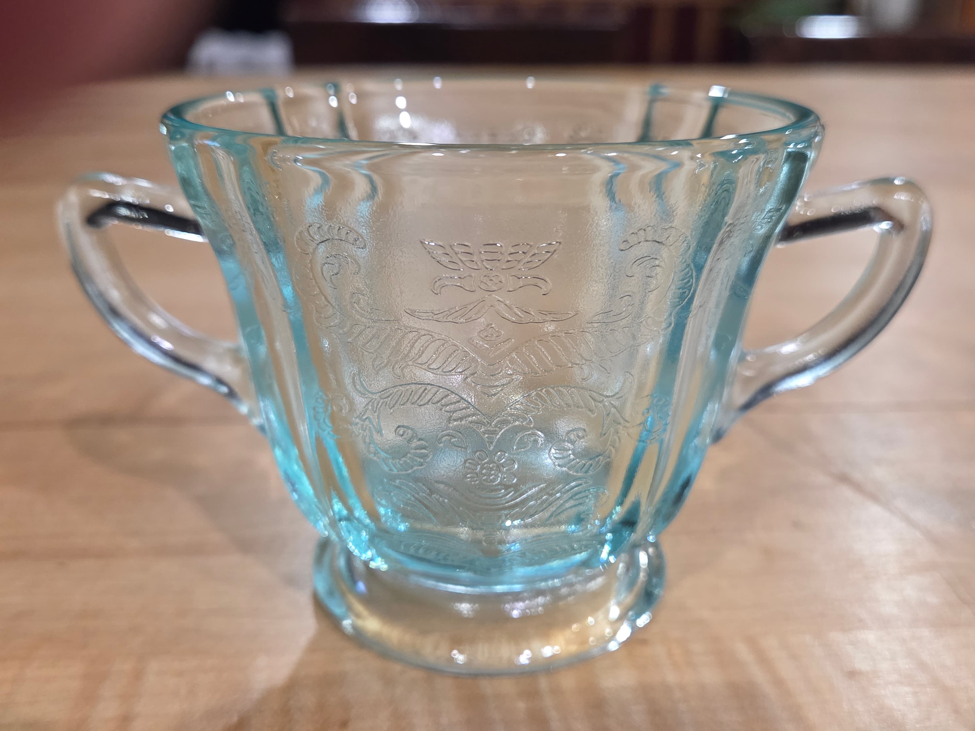 Vintage Indiana Glass Recollection Teal Madrid Creamer and Sugar Set - Thumbnail 5