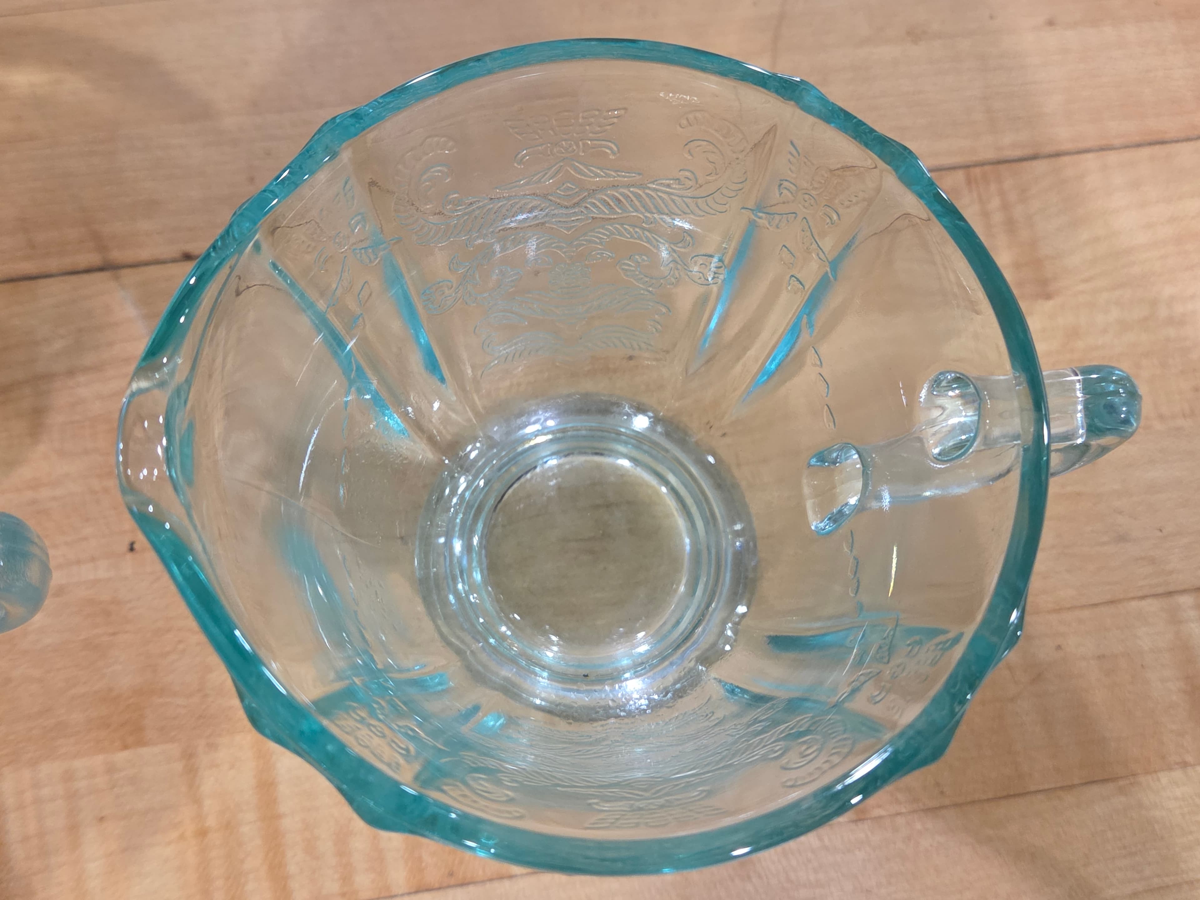 Vintage Indiana Glass Recollection Teal Madrid Creamer and Sugar Set - Thumbnail 6