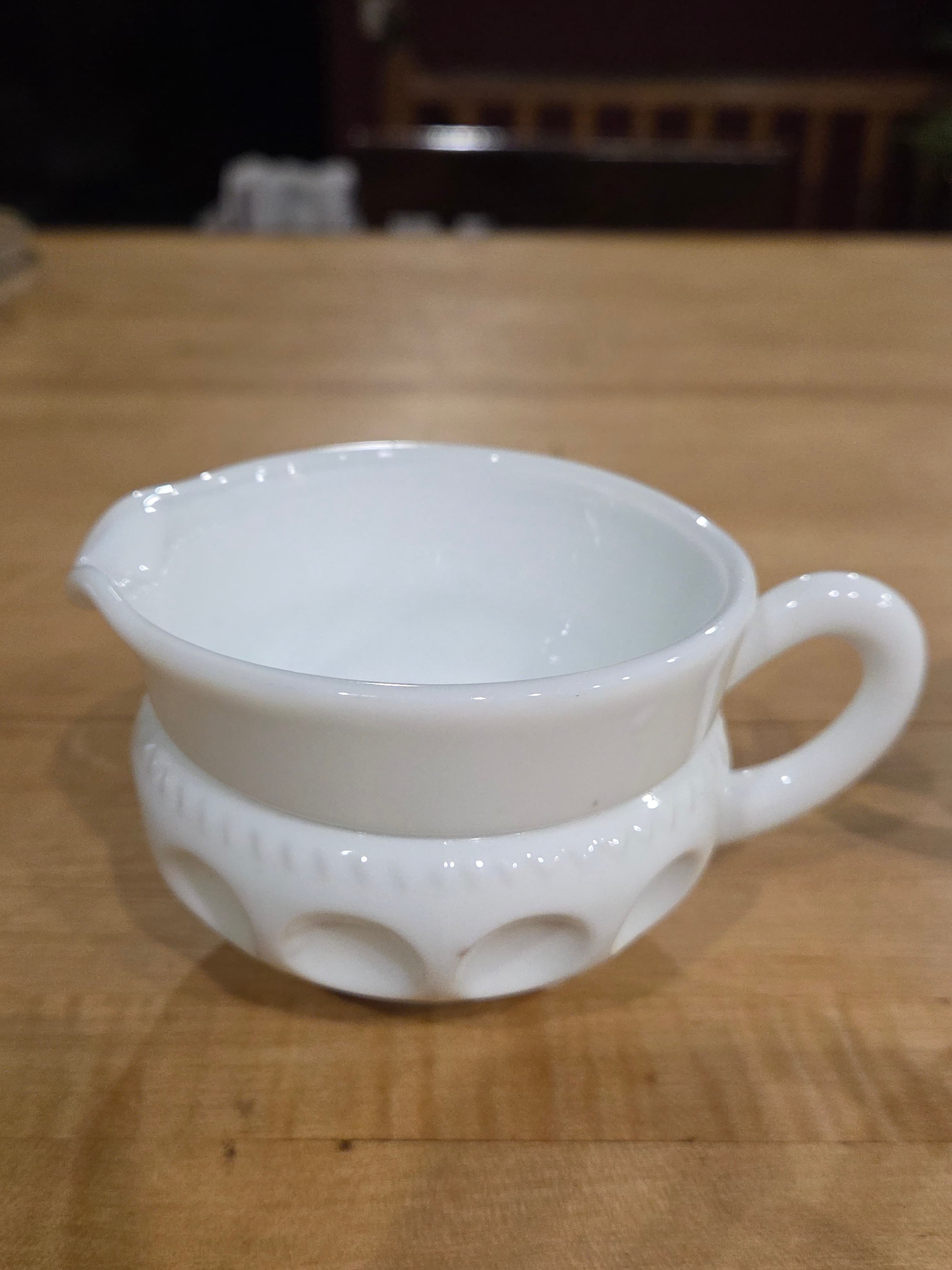 Vintage Indiana Glass Kings Crown White Milk Glass Creamer and Sugar Set - Thumbnail 7