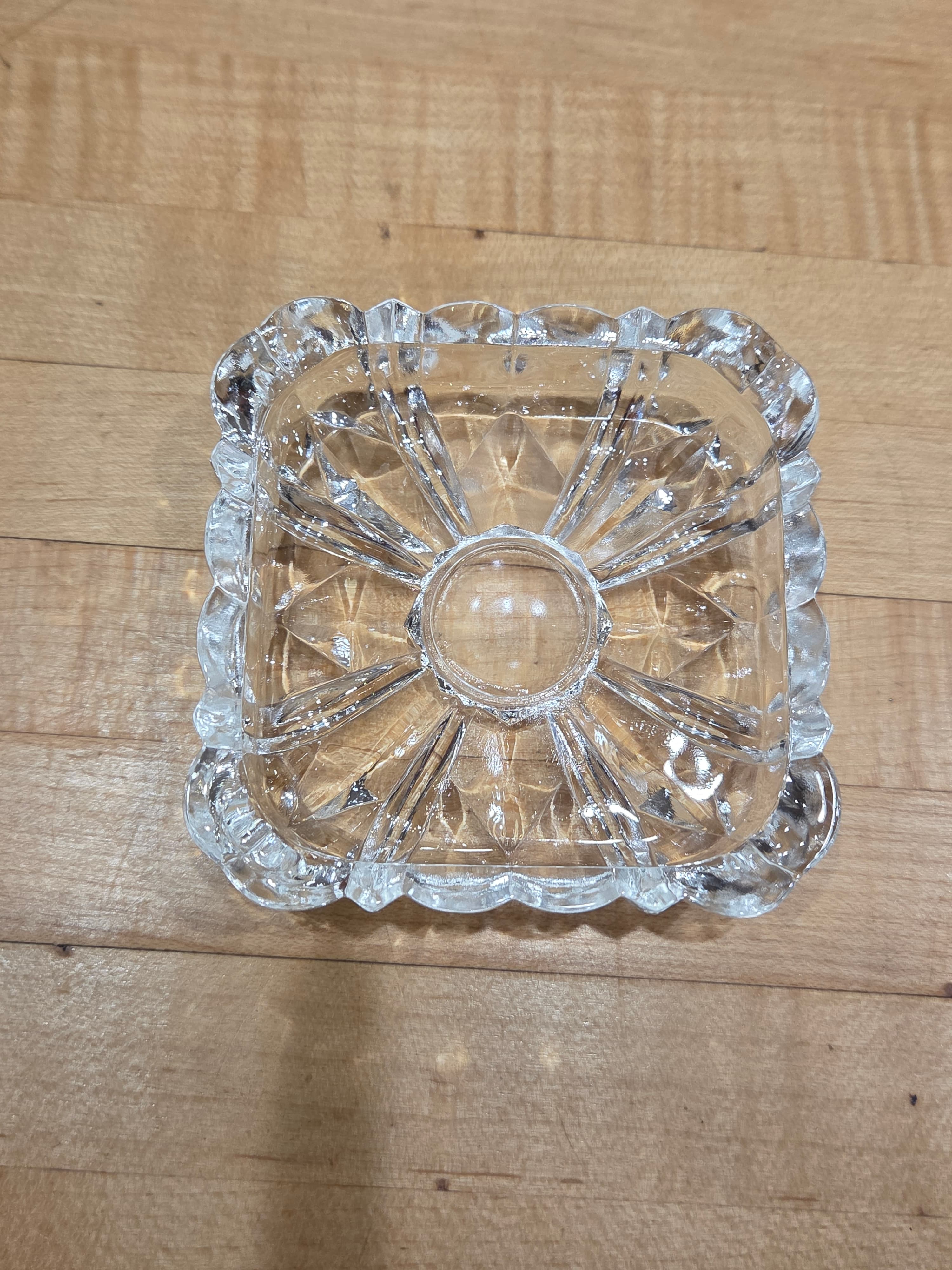 Vintage Anchor Hocking Windsor Clear Glass Ashtray and Box 3 Piece Set - Thumbnail 2