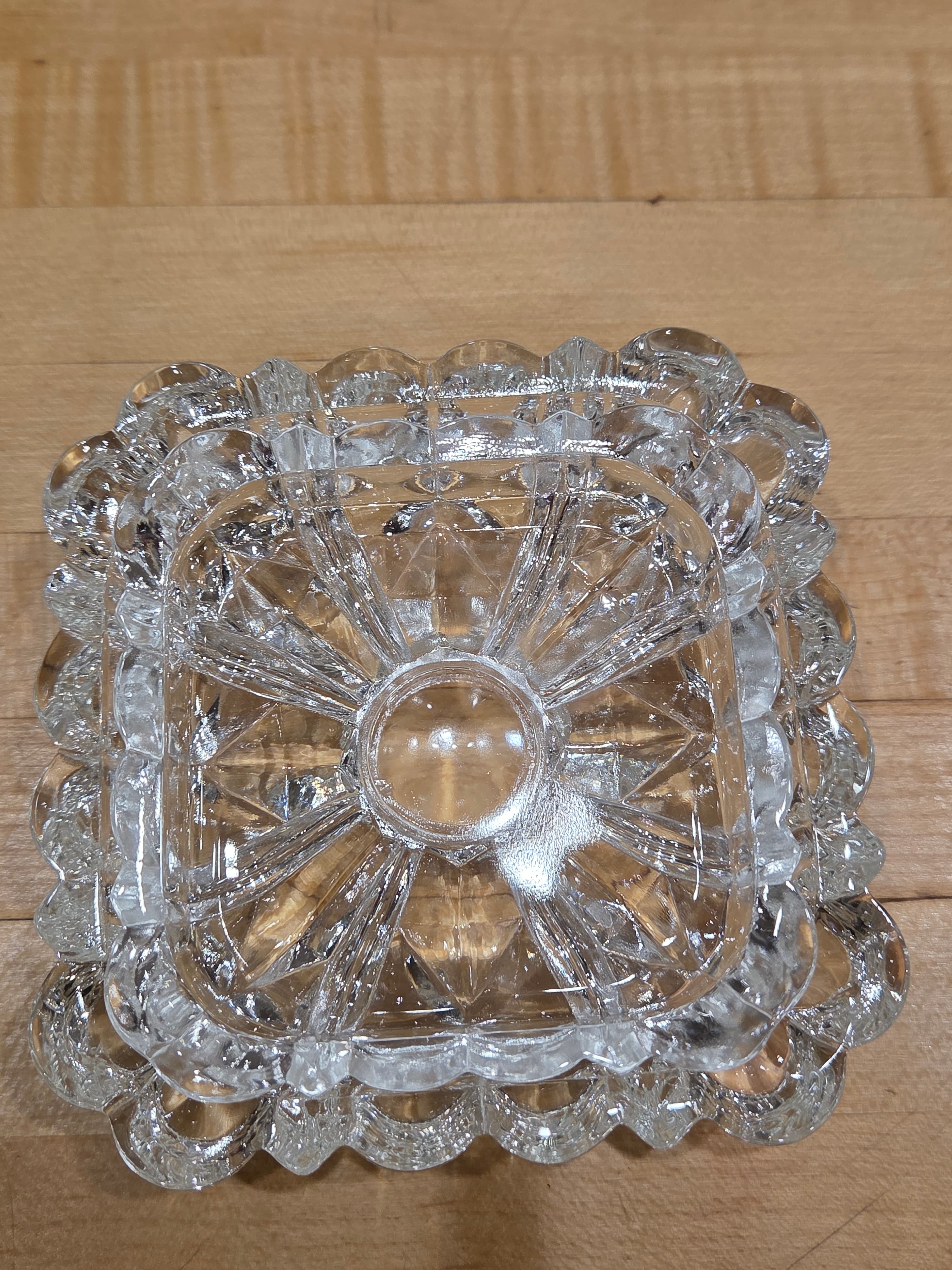 Vintage Anchor Hocking Windsor Clear Glass Ashtray and Box 3 Piece Set - Thumbnail 4