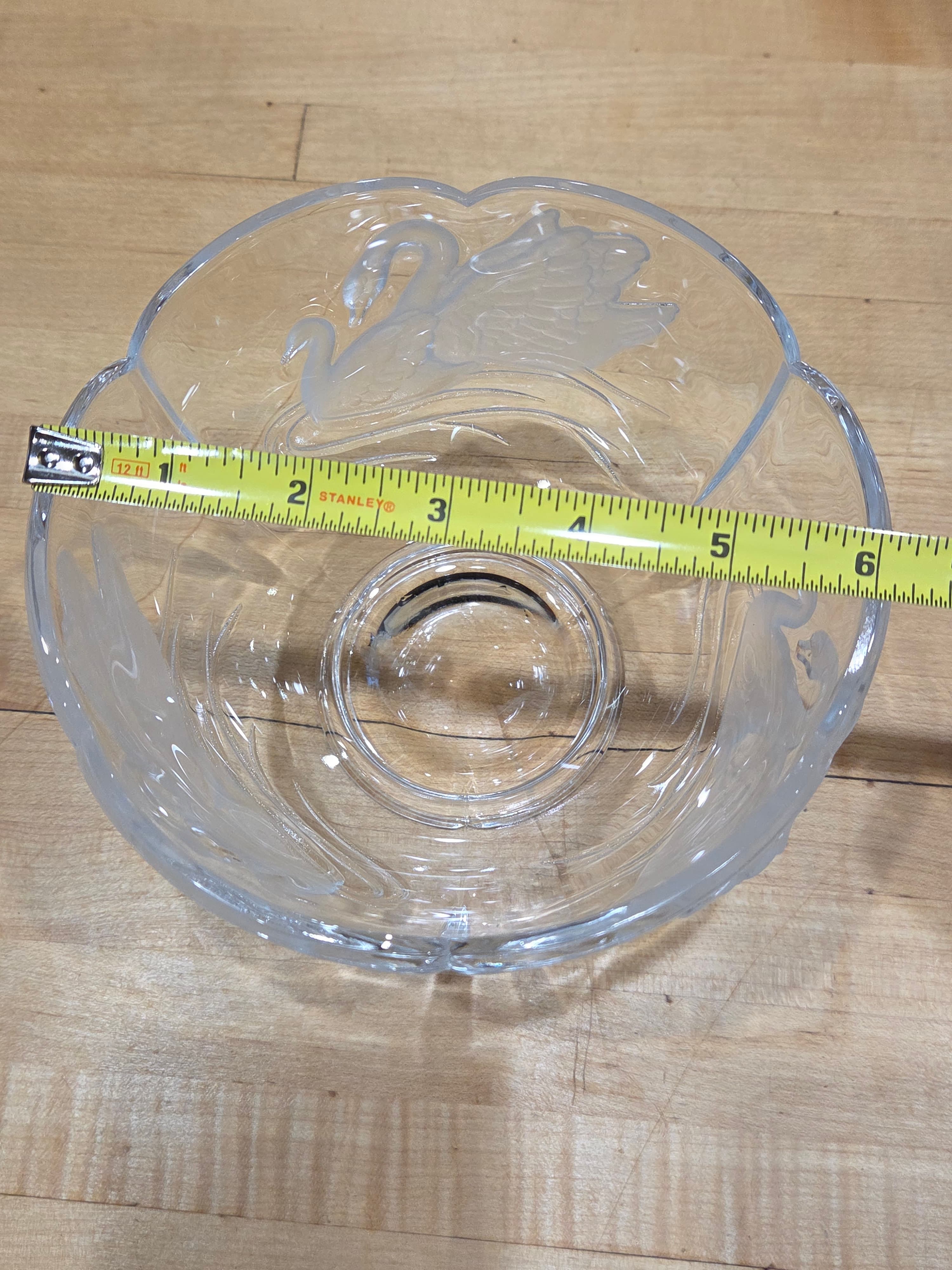 Vintage Teleflora 24 Percent Lead Crystal Frosted Swan Candy Bowl - Thumbnail 8