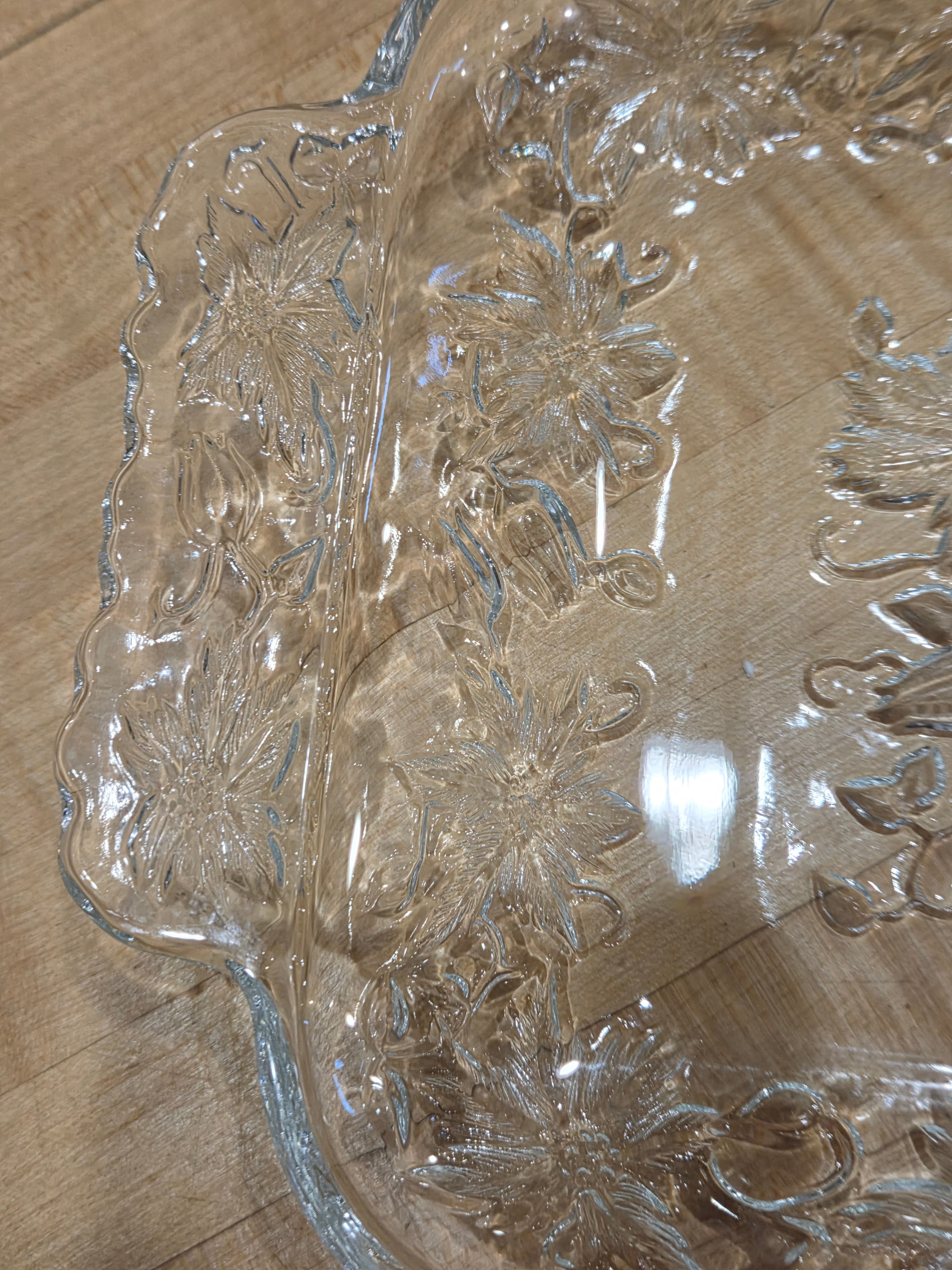 Vintage Princess House Fantasia Poinsettia Divided Relish Trays Pair - Thumbnail 3