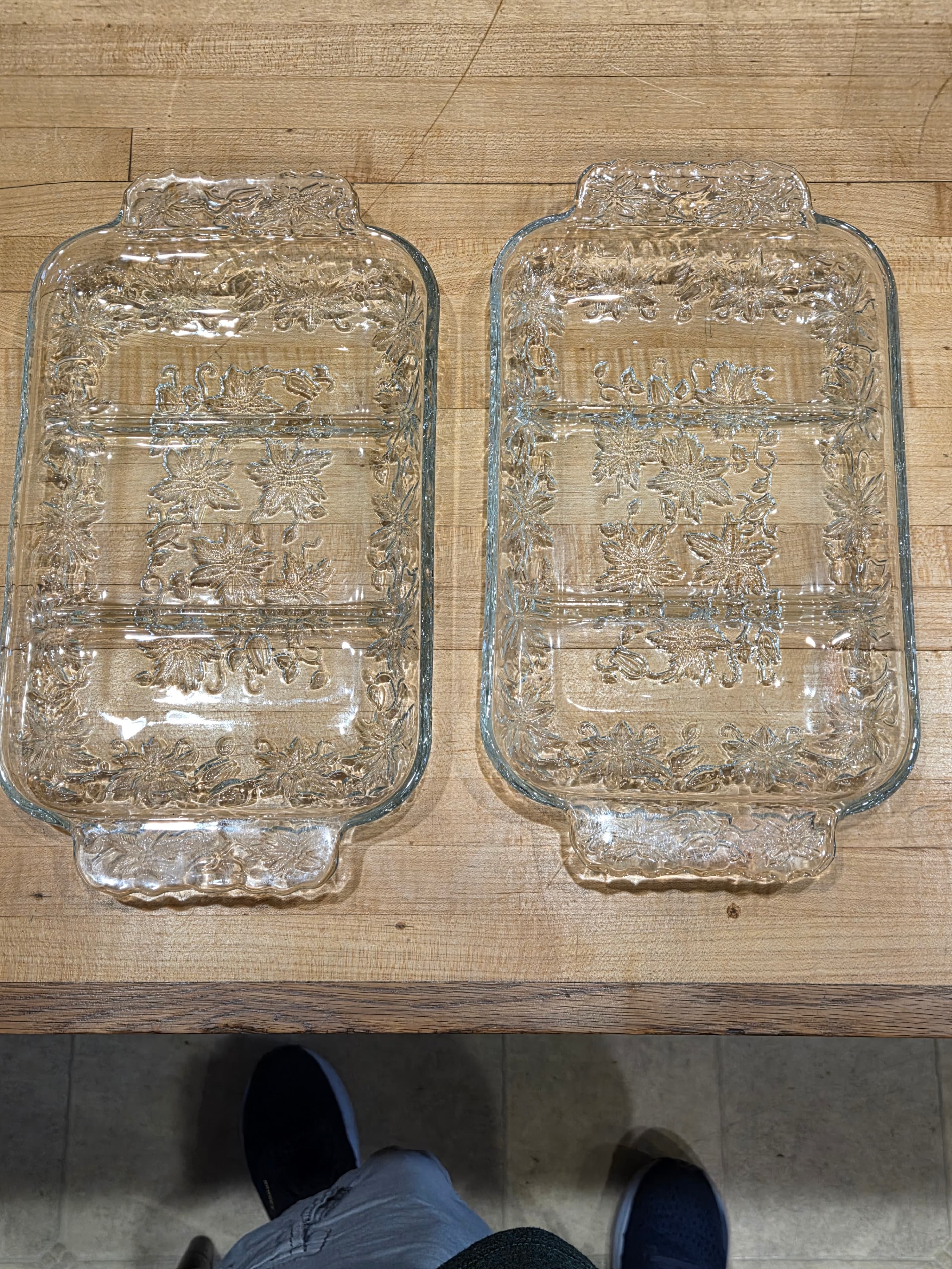 Vintage Princess House Fantasia Poinsettia Divided Relish Trays Pair