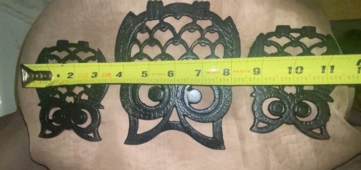 Antique cast iron owl trivet set - Thumbnail 2