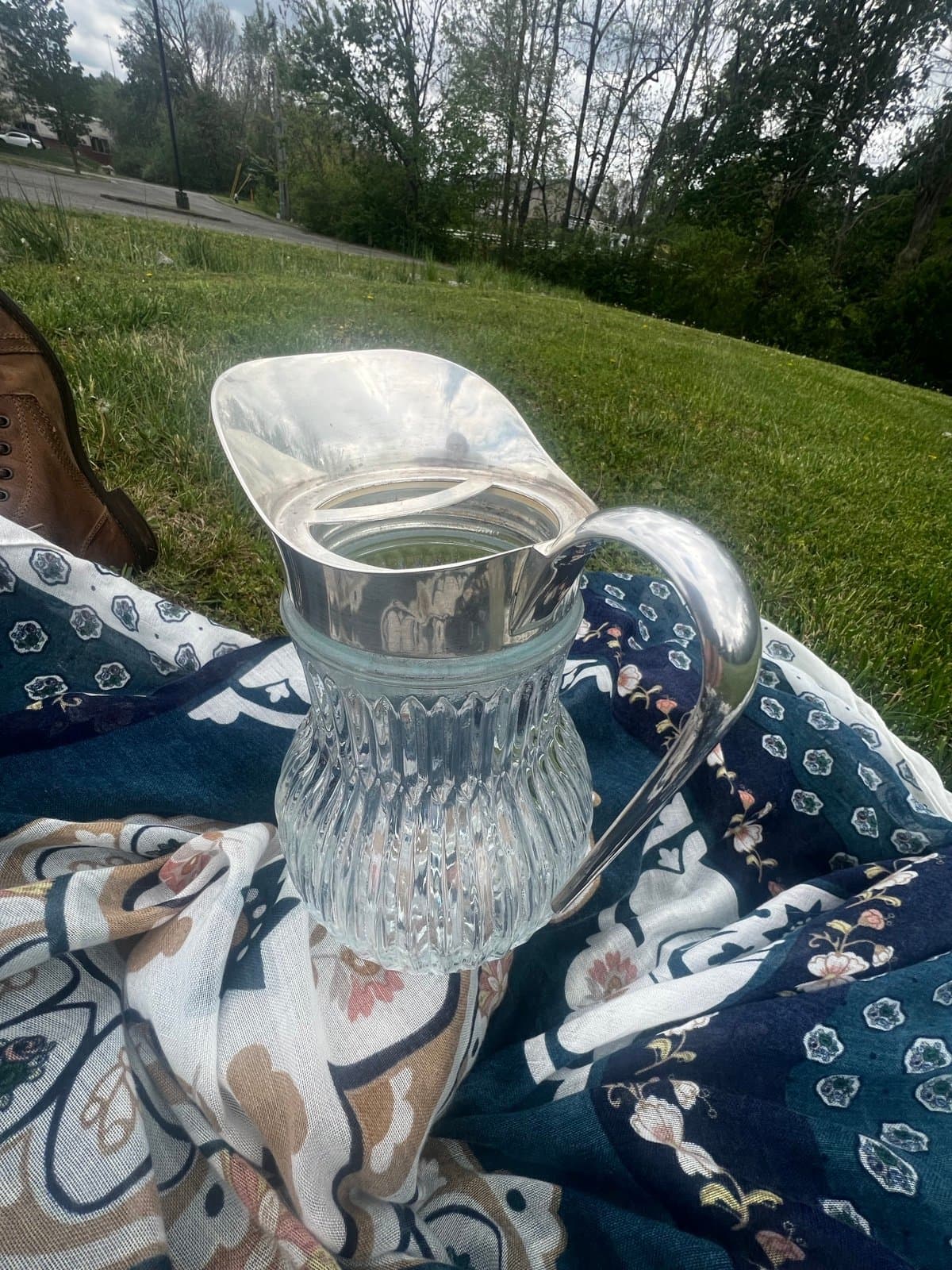 Italian Crystal and silver antique serving pitcher - Thumbnail 4