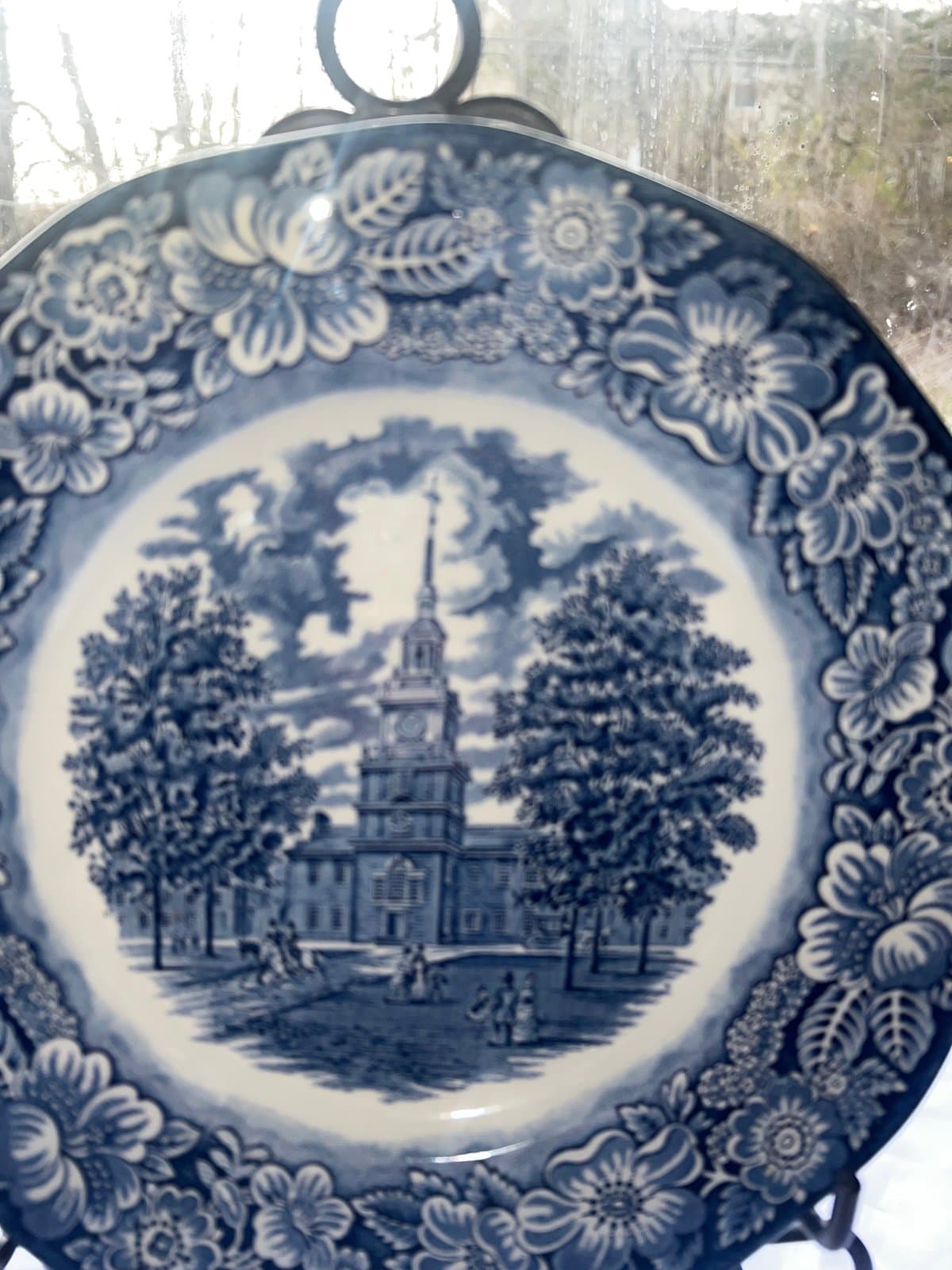 Liberty Blue Independence Hall Ironstone Dinner Plate Transferware Staffordshire - Thumbnail 3
