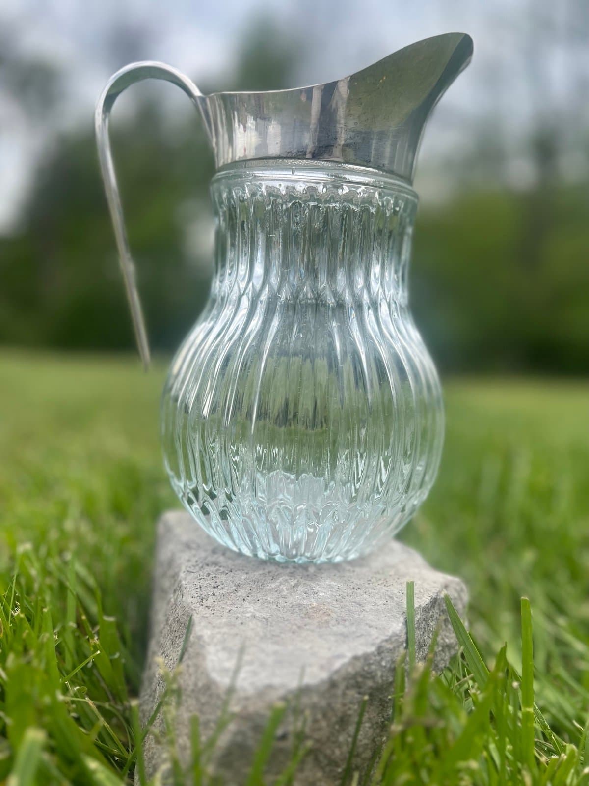 Italian Crystal and silver antique serving pitcher - Thumbnail 3