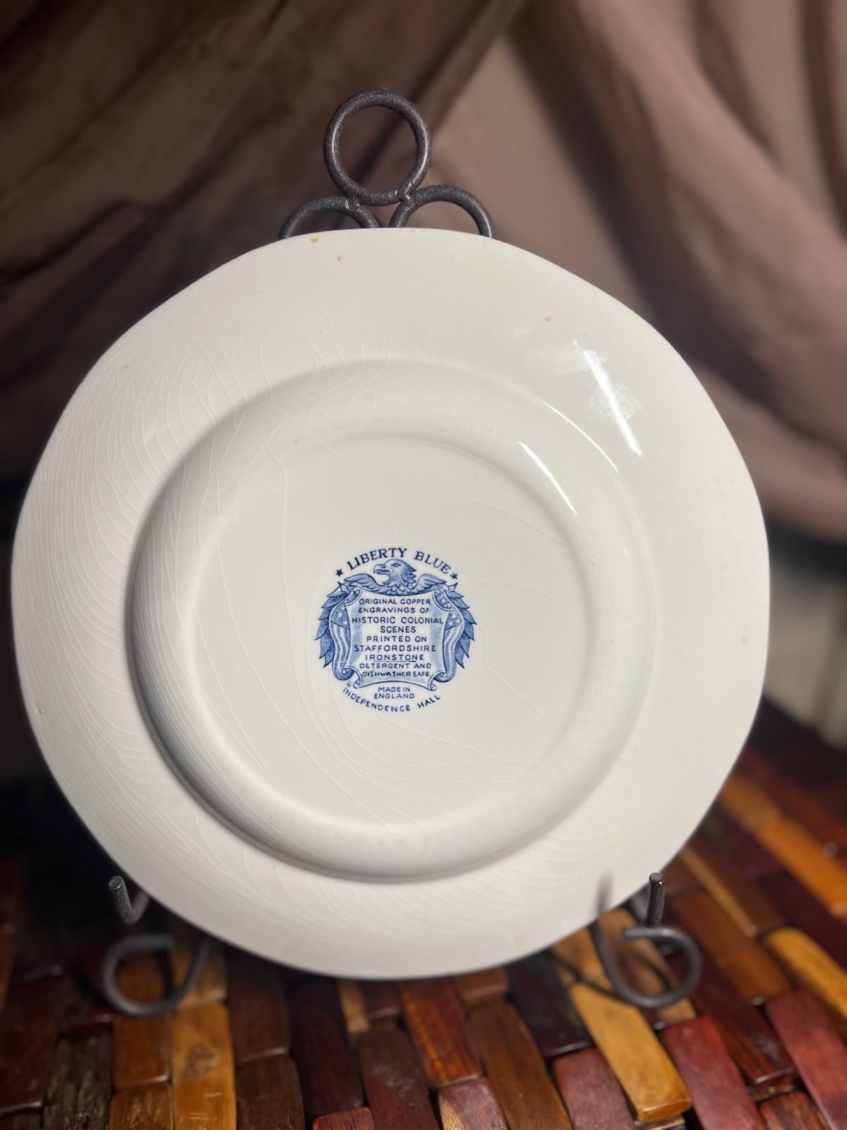 Liberty Blue Independence Hall Ironstone Dinner Plate Transferware Staffordshire - Thumbnail 4